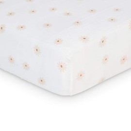 Lulujo Muslin Crib Sheets - Fitted Crib Mattress Sheets for Boys and Girls - 28"x 52", 1 Pack (Daisies)