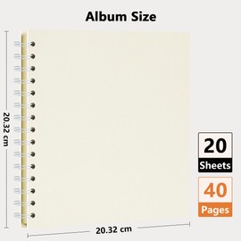 Vienrose Scrapbooking Album (20.5 x 20.5 cm) Photo Album, Travel Album with Textured Paper Cover, Ideal for Weddings, Children, Family, Graduations (20 Sheets/40 Pages, Beige)