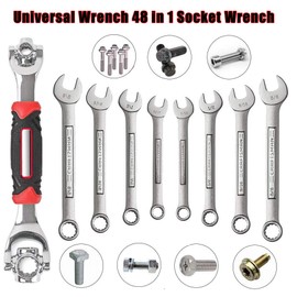 iPstyle Universal Wrench 52 in 1 Socket Wrench Tool with Multifunction 360 Degree Rotating Head, Spanner Tool for Home and Car Repair