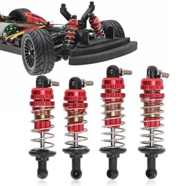 TREETDOBV 4PCS RC Hydraulic Front and Rear Shock Absorbers, RC Damper Suspension Hydraulic Damper, Upgrade Vehicle Shock Kits, for UD1601 UD1602 UD1603 UD1604 UD1607 SG1603 SG1604, Red