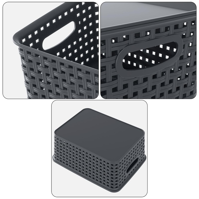 Xyskin Plastic Storage Baskets with Lids, Set of 6 Small