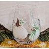 Unbranded Fall Harvest White Green PUMPKINS Hand Painted Stemless Wine