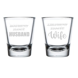 MIP Set of 2 Shot Glasses 1.75oz Shot Glass Gift Husband And Wife Wedding For Couple Bride And Groom Girlfriend Fiancee Wife Boyfriend Fiance Husband