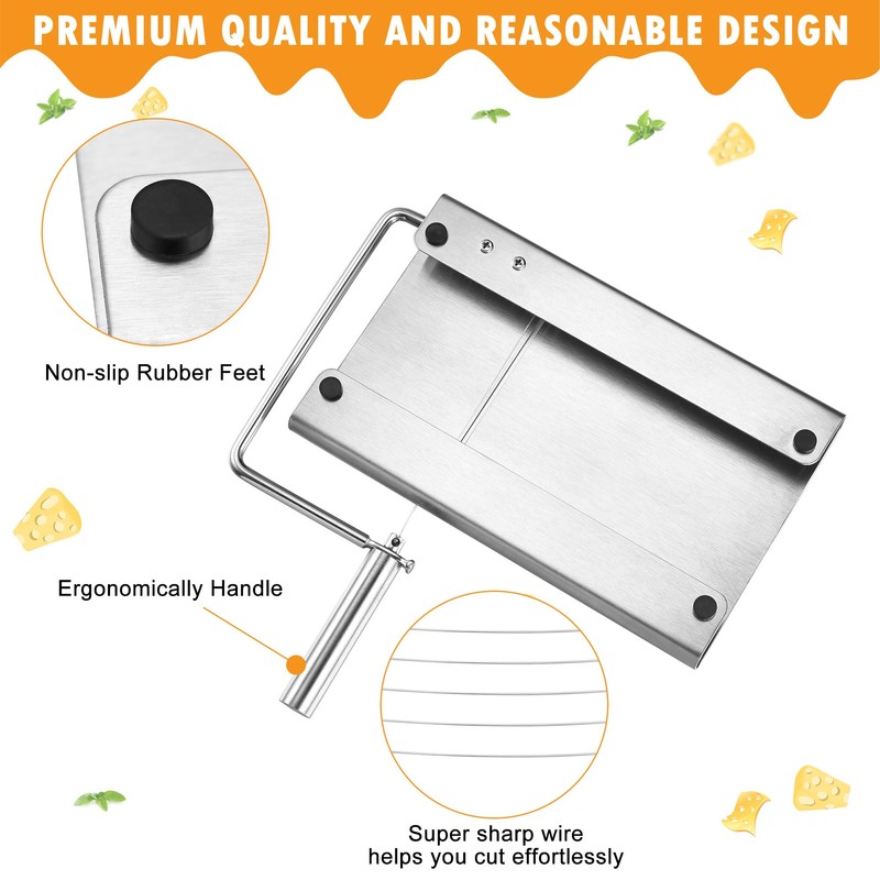 WarmHut Cheese Slicer Wire Cutter, Stainless Steel Cheese Cutter Board