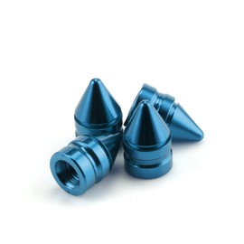 SINGARO Car Tire Valve Caps, 4 Pieces of Universal Aluminum Alloy Tire Trim Accessories Dust Tire Covers for Cars, Trucks, SUVs and Motorcycles(Sky Blue)