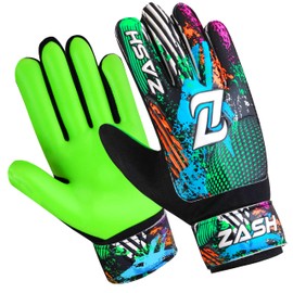 ZASH Soccer Goalie Gloves, Football Goalkeeper Gloves for Kids Boys Youth & Adult Along with 4mm Latex Super Grip Palm and Double (Green Fluroscent, Size 3 Suitable for 5 to 6 Year Old)