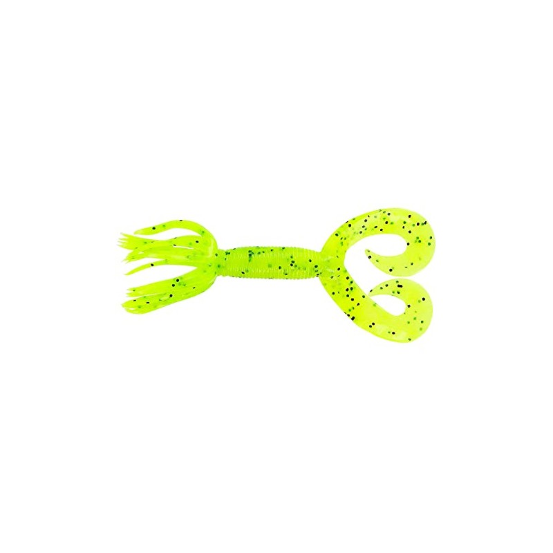Yamamoto 97-10-156 Double Tail Hula Grub, 5", 10pk, Chartreuse with,