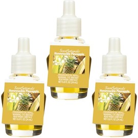 Scentsationals Fragrance Oil Plug In Air Freshener Refills 3-Pack - Honeysuckle Pineapple - Compatible with ScentSationals & Fusion Diffusers, Long-Lasting Home Fragrance, 0.8 fl oz Each