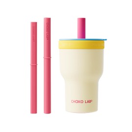 CHAKO LAB Insulated Stainless Steel Water Bottle | Dual-layer tumbler with Glass Linner and Stainsteel Linner | BPA-Free Leak Proof Thermos | 20oz Bottle with Two Straw | Yellow & Purple