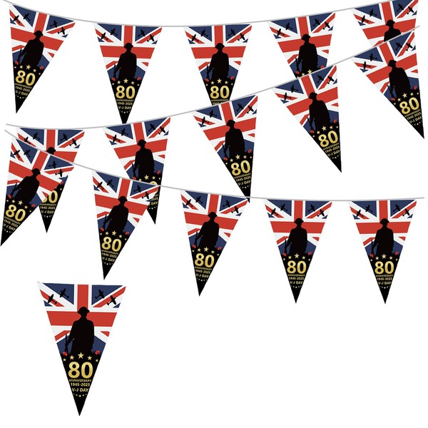 2 Pcs VJ Day 80th Anniversary Bunting, VJ-Day 80th Anniversary