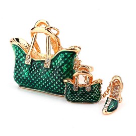 3pcs Crystal Rhinestone Keychain, Charm Pendant Purse Key Ring Keychain Gift Rhinestone Keychain for Women and Girls Bling Purse Charms Backpack Accessories