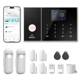 RenseCum Home & Apartment Alarm System with WiFi + 4G GSM, Smart Life App, Phone & SMS Alarm, Expandable Wireless Alarm System with Alexa & Google Assistant (12-Piece Set)