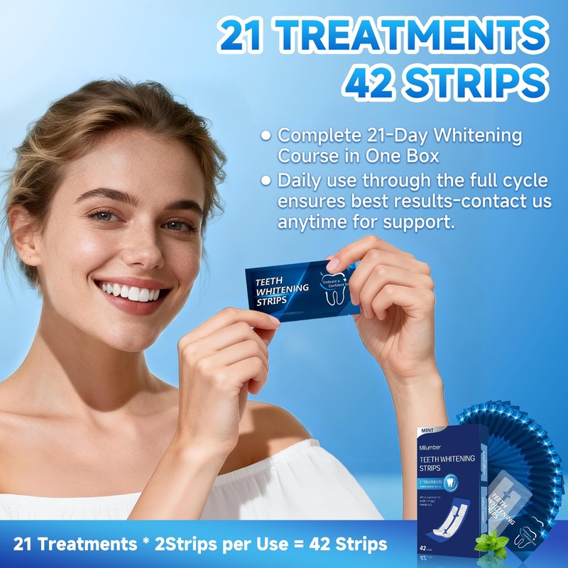 Milumber Teeth Whitening Strips for Sensitive, 42 Strips Whitener Safe