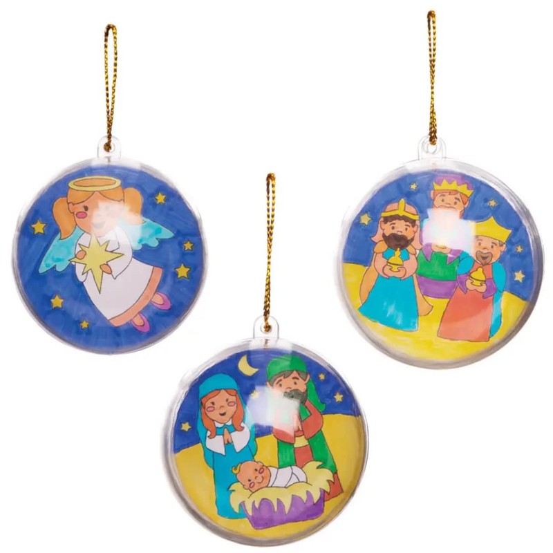 Baker Ross AT144 Nativity Colour in Bauble Kits, Christmas Arts