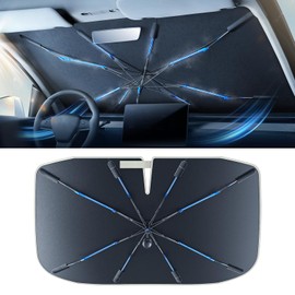 [2025 Upgraded] Nmoiss Windshield Sun Shade Umbrella [Ice Rib High Speed ​​Cooling] 99% UV Blocking Protects Car from Sun and Heat Damage, Keeps Cool and Protects Interior Large (61" L x 35" W)