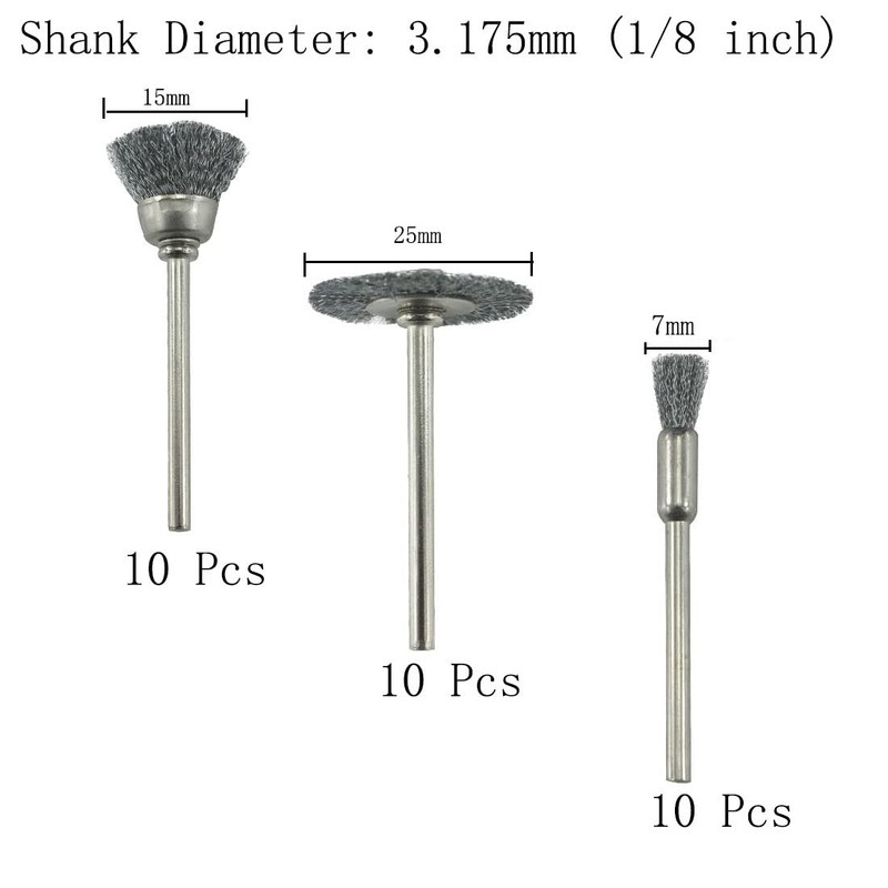 𝐉𝐔𝐍𝐋𝐈𝐗𝐍 30 Pcs Wire Brush Wheel, 1/8 Inch Shank Coarse