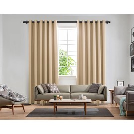 KAMANINA Curtain Rods 2 Pack, Heavy Duty Curtain Rods for Windows 48 to 84 Inch, 1 Inch Black Modern Drapery Rods with End Cap (32"-86", 2Pack)