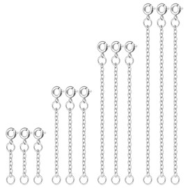 12pcs Stainless Steel Necklace Extender for Women, Silver Necklace Chain Extenders Jewelry Chain Extension Necklaces Bracelet Anklet Jewelry Extension for Jewelrys Making(1”, 2”, 3”, 4”)
