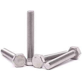 1/2-13 x 4-1/2" (1/2" to 6" Length Available) Hex Head Cap Screw Bolts, 304 Stainless Steel 18-8 Hexagon Head Bolts, Coarse Thread UNC, Full Thread, Pack of 5