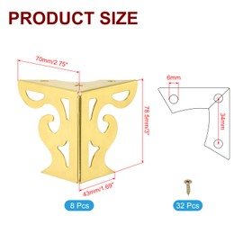 PATIKIL 3 Inch Hollow Out Furniture Legs, Set of 8 Modern Metal Triangle Couch Feet Replacement Sofa Legs for Cabinet Dresser Cupboard Table Chair Ottoman Bookcase Wardrobe, Gold