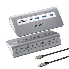 USB C Docking Station Dual Monitor14 IN 1USB C HUB Multiport Adapter Laptop USB C3.1Dock with 2 HDMI 4K,DisplayPort,USB3.0,RJ45, PD 100W, for MaBook, Dell,HP,Lenovo,All USB C Laptops