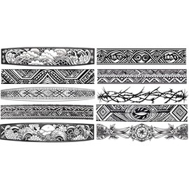 Temporary Bracelet Tattoos Maori Design Tribal Japan 10 Sheets Set