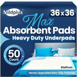 MILDPLUS Heavy Duty Underpad 36''x36'' 50 Count (Blue)