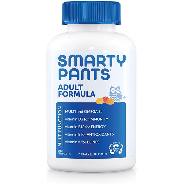 SmartyPants Daily Gummy Multivitamin Adult: Vitamin C, D3, & Zinc for Immunity, Omega 3 Fish Oil (DHA/EPA), Iodine, Choline, Vitamin B6, E, B12, 180 count (30 Day Supply)