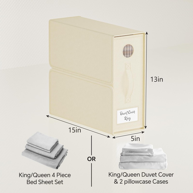 TRZZ 4-Pack Bed Sheet Organizers and Storage, Foldable Linen Bins