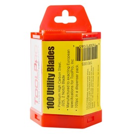 ToolPro Utility Blades - 100 Piece Dispenser Pack, Precision-Cut Blades for Heavy-Duty and General Use, Easy-Access Design for Safe, Quick Blade Dispensing