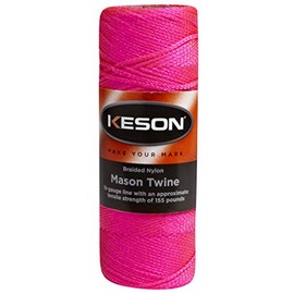 Keson PB500 18 Gauge Braided Nylon Mason Twine, Pink, 500-Foot