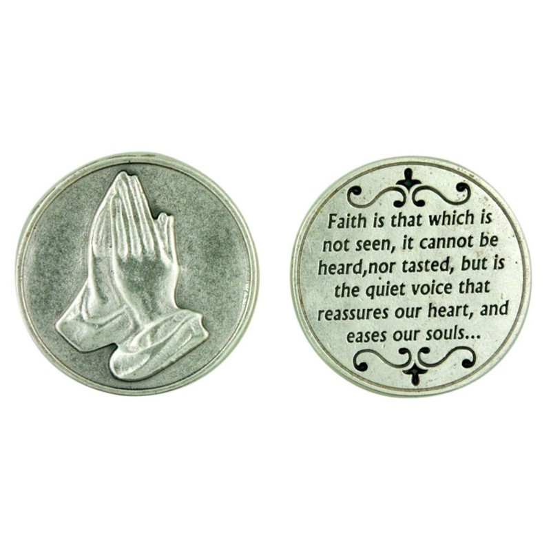 Lumen Mundi Praying Hands Pocket Token Silver Tone Devotional with