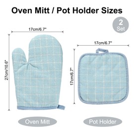 sourcing map 4 Pcs Oven Mitts and Pot Holders, 10.6 Inch Non-Slip Oven Gloves and Hot Pads for Cooking Grilling BBQ Picnic, Light Blue