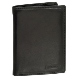 Leather ID Card Holder with Note Compartment, Black, Brown, Natural, black, Standard size