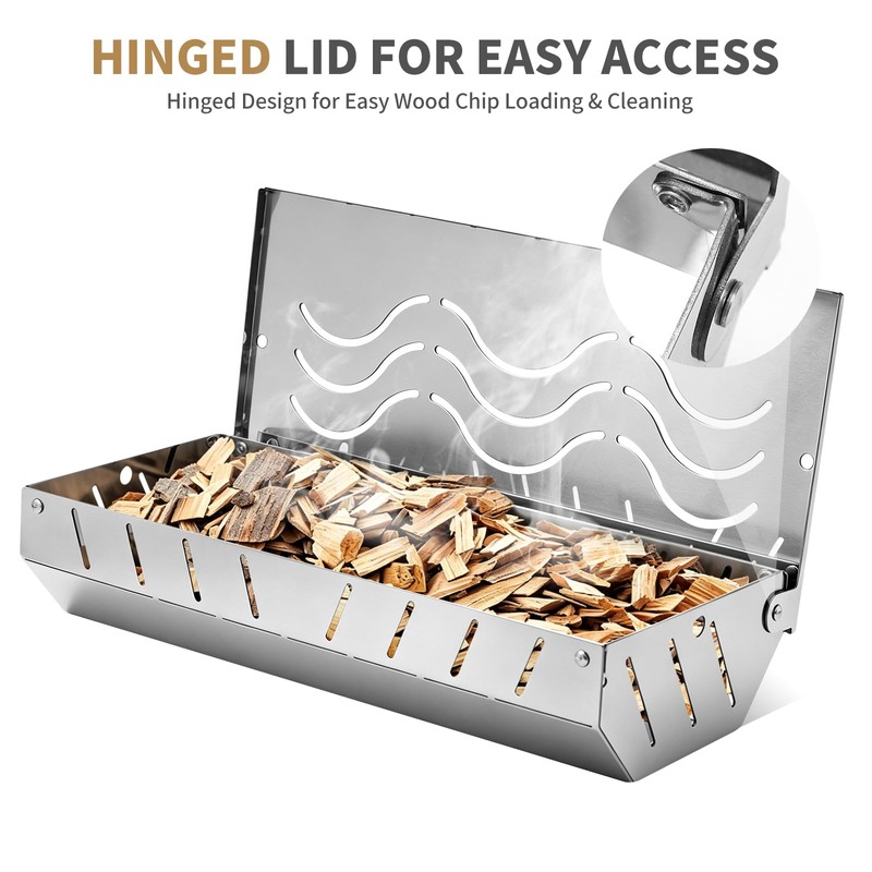 2PCS Stainless Steel Smoker Box for Weber,Gas Grill Smoker Box