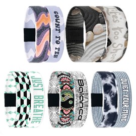 ZOX Bracelets — Inner Peace | Stretchy, Elastic Wristband with Motivational Affirmations and Beautiful Artwork — Gifts for Men, Women & Teens — 5 Pack (Large)