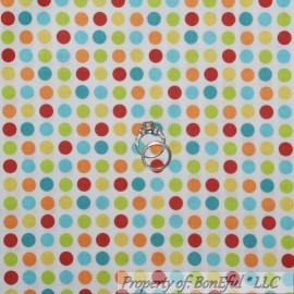 Andover Fabrics BonEful Fabric FQ Cotton Quilt White Red Orange Yellow Green Blue Dot Clown Kid