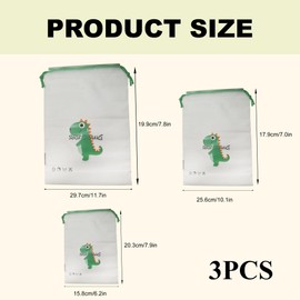 3pcs Drawstring Bags Set, Transparent Travel Makeup Bag Organiser for Toiletries Shoes Cosmetics Storage Pouch in 3 Sizes