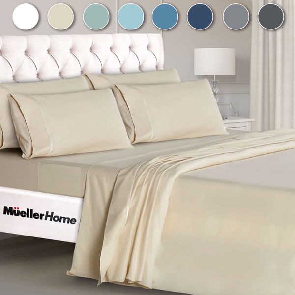 Mueller Luxury 6 Piece Queen Sheet Set - Ultra-Soft 1800