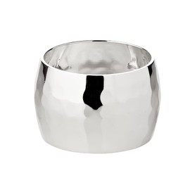 EDZARD Set of 4 Flux Napkin Rings Hammered Stainless Silver-Plated Diameter 4 cm