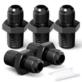 GASHER 5PCS Black 6AN Male Flare to 1/4" NPT Male Pipe Fitting Straight Aluminum Adapter Fitting