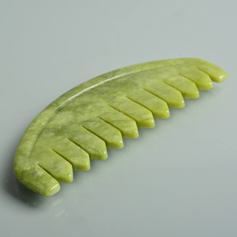 TEONEI Jade Head Comb Massage,Natural Jade Stone Head Therapy Massage