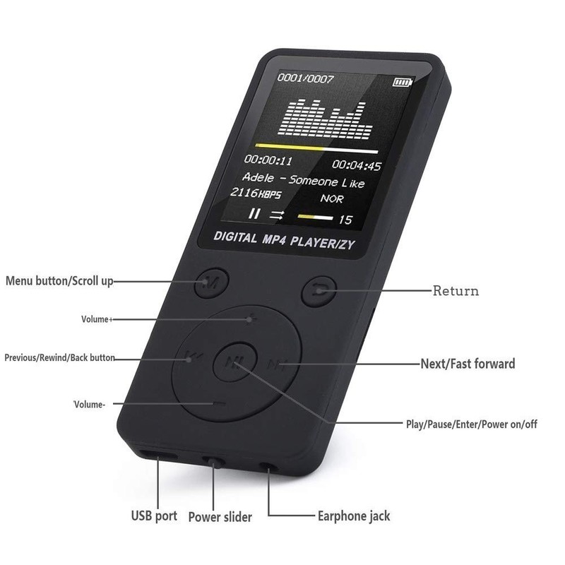 Urhomy MP3 Player, Music Player, Small, Ultra Lightweight, Japanese Compatible,