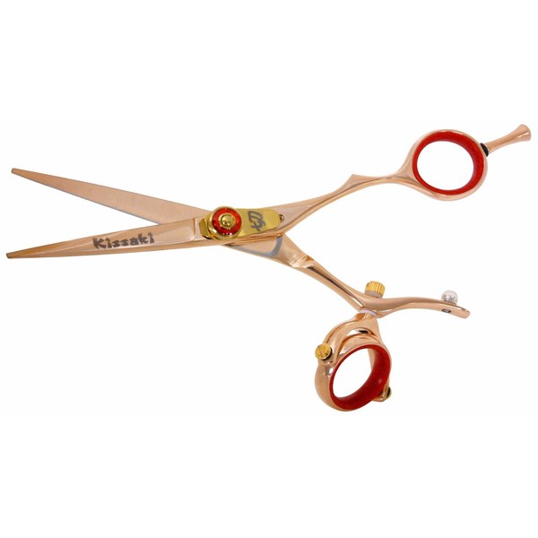 Kissaki Hair Scissors Gokatana 5.5 inches Double Swivel Rose Gold R Titanium Hair Cutting Shears