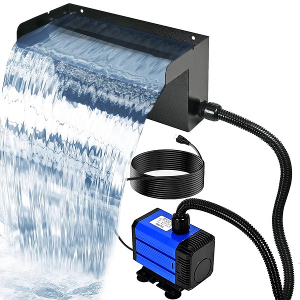 Pond Waterfall Spillway Kit with 750GPH Pump -8” Stainless Steel