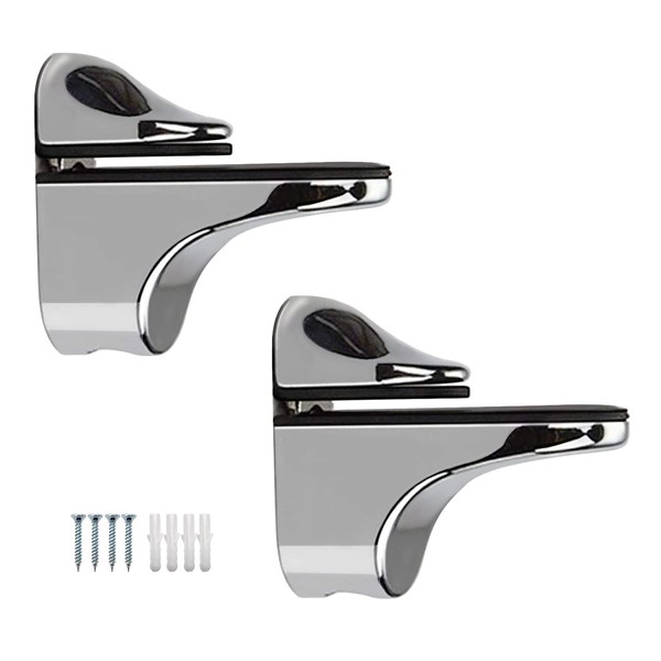 WJUAN 2 Pcs Adjustable Glass Shelf Bracket, for Wooden/Glass Shelf