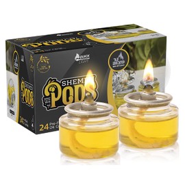 Ner Mitzvah Extra Virgin Olive Oil Shabbat Candles - 5 Hour Pre-Filled Shabbos Lights With Quick Light Technique - 24 Pack