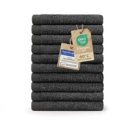 Blumtal Towel Set, 12 Face Cloths 30 x 30 cm, Soft and Absorbent, 100% Cotton, Oeko-Tex 100 Certified, Anthracite