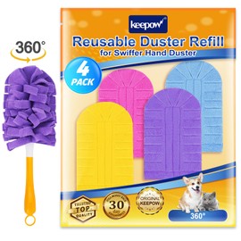 KEEPOW KEEPOW Reusable Duster Refill Compatible with Swiffer Hand Duster, Heavy Duty Duster Refills, 360 Degree Dusters Refills for Cleaning, Fleece Refills Ceiling Fan, 4 Pack (Handle is Not Included)