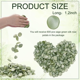 Whaline 600Pcs Silk Rose Petals Sage Green Flower Petals Artificial Scatter Flowers for Bridal Shower Romantic Night Wedding Aisle Table Centerpieces Reception Tables Decorations